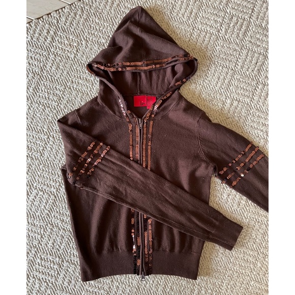 NWT authentic Y2K sequin zip up hoodie sweater - Picture 5 of 12